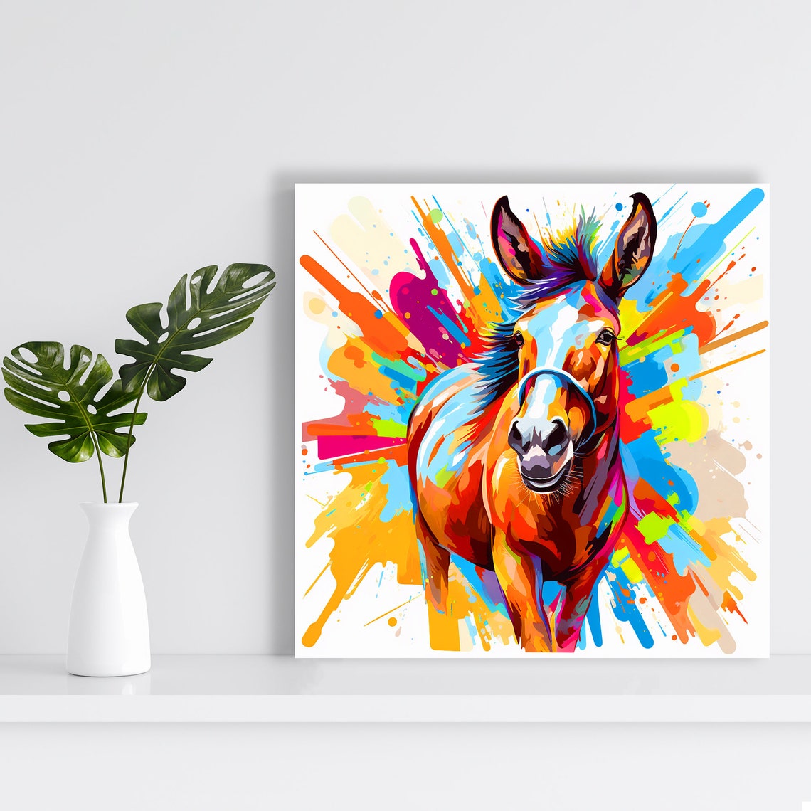 Donkey Paint Splash Explosion Vibrant Multicolor Pop Art Wall Poster - Image 2