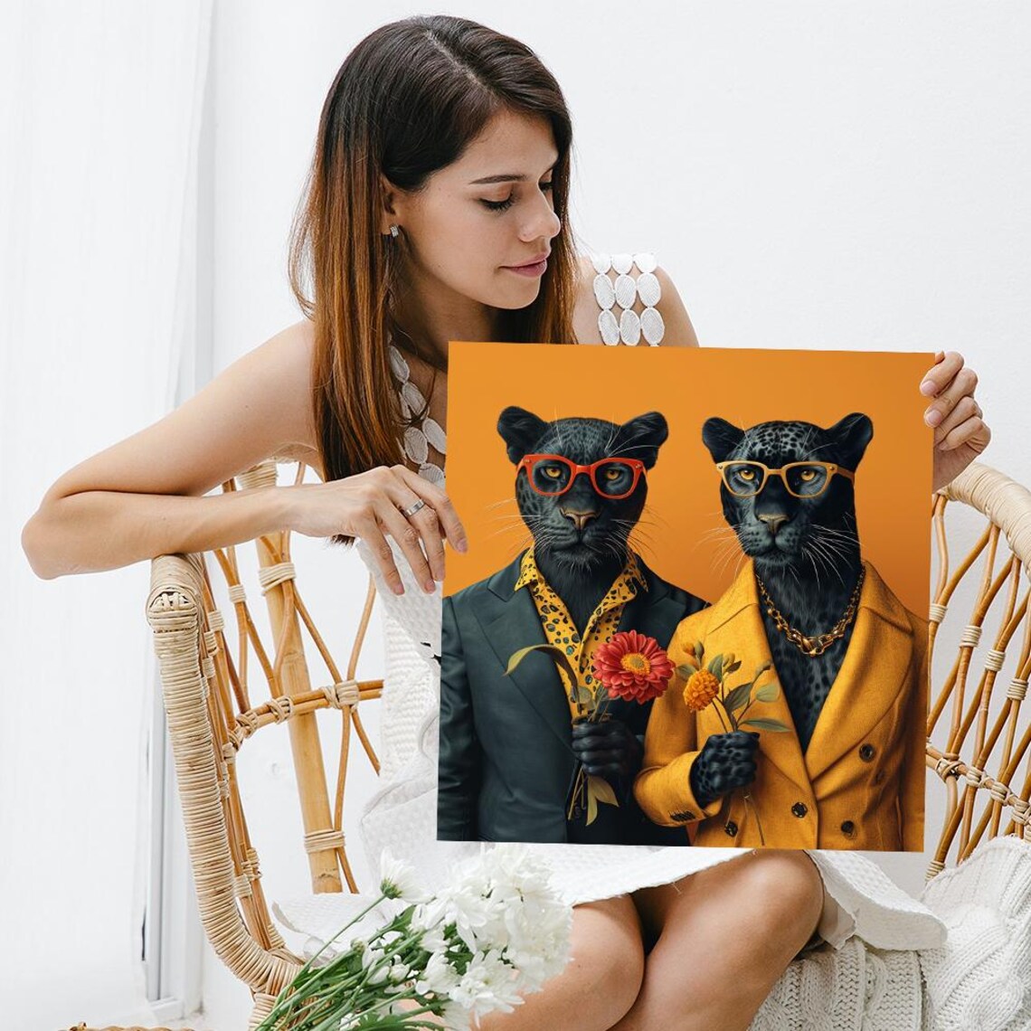 Panther Pop Art Glam Decor, Living Room Poster Print - Image 3