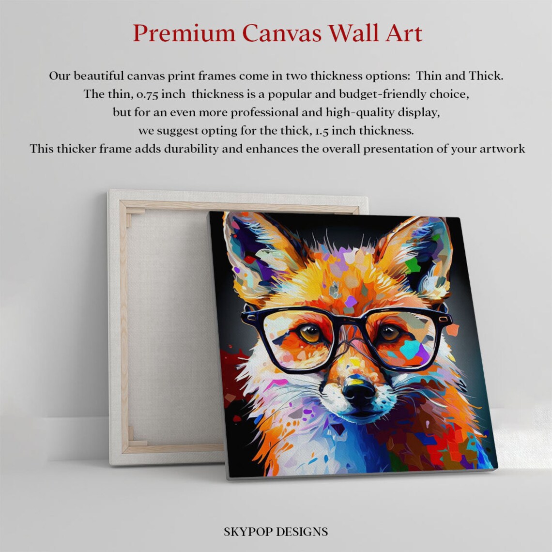 Colorful Pop Art Fox Wearing Glasses Bold Portrait Multicolor Animal Art Print - Image 2