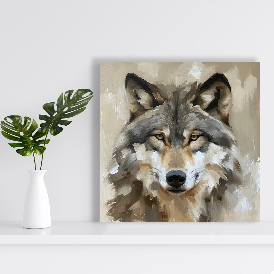 Wolf Portrait Art Print, Rustic Modern Minimalist Decor - Image 2