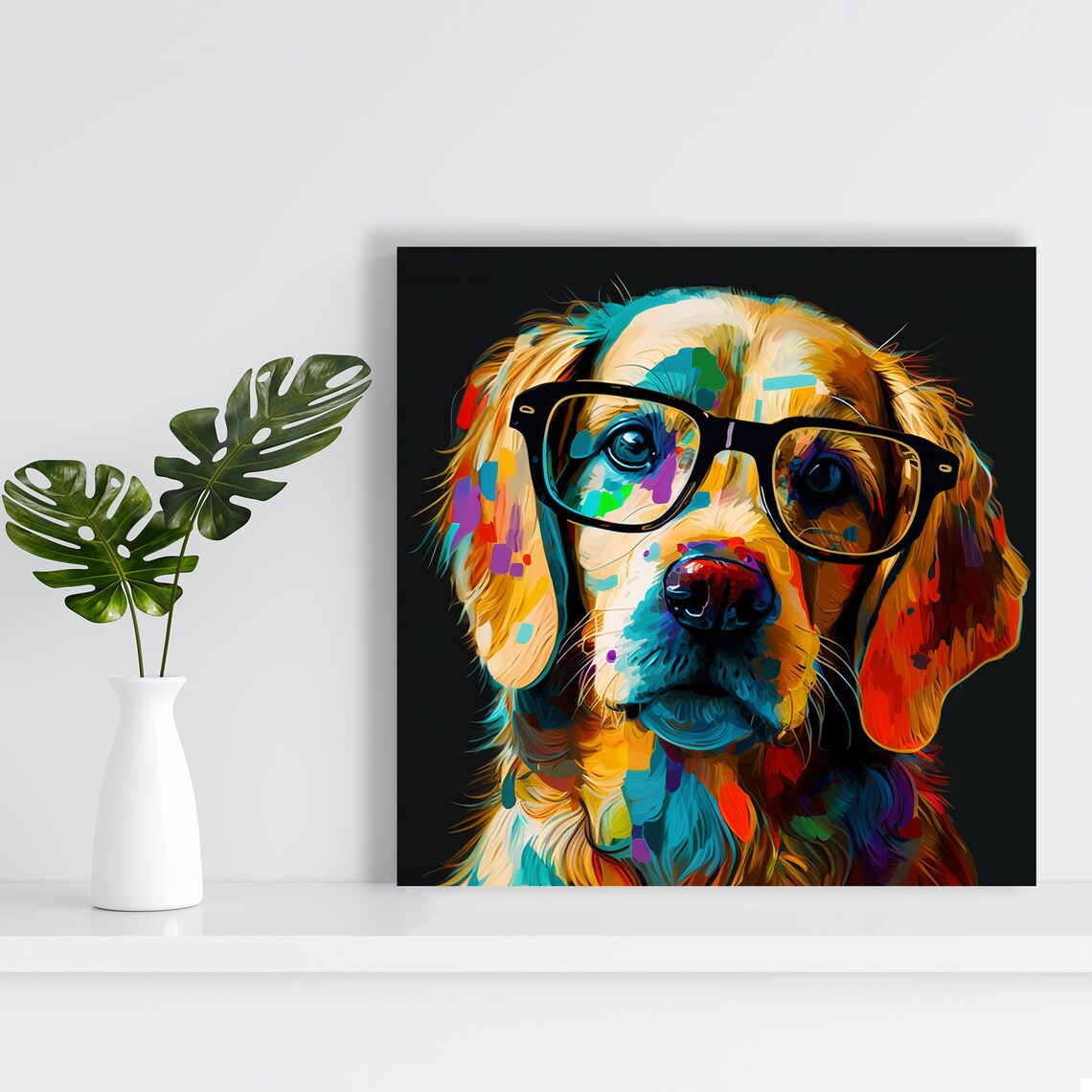 Dog With Glasses Contemporary Decor Poster Print - Image 2