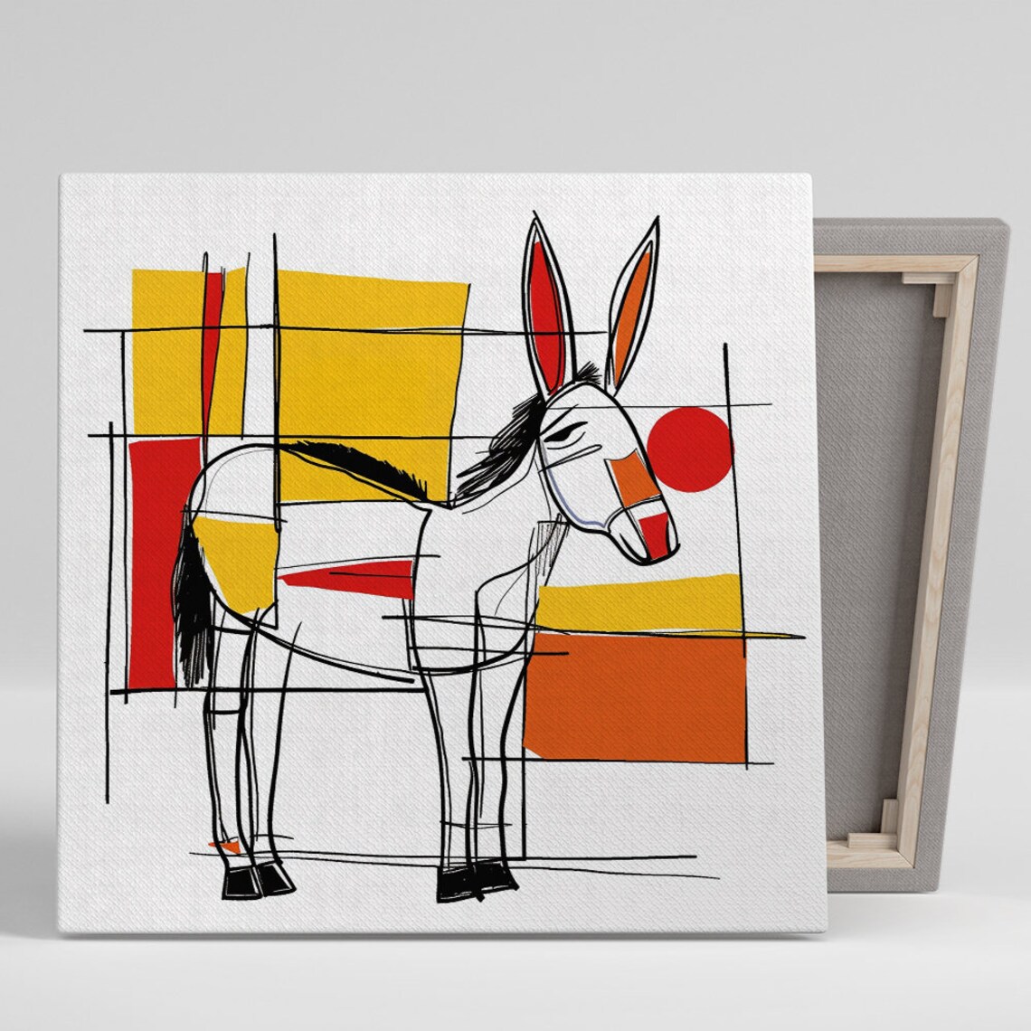 Geometric Donkey Abstract Print, Modern Decor