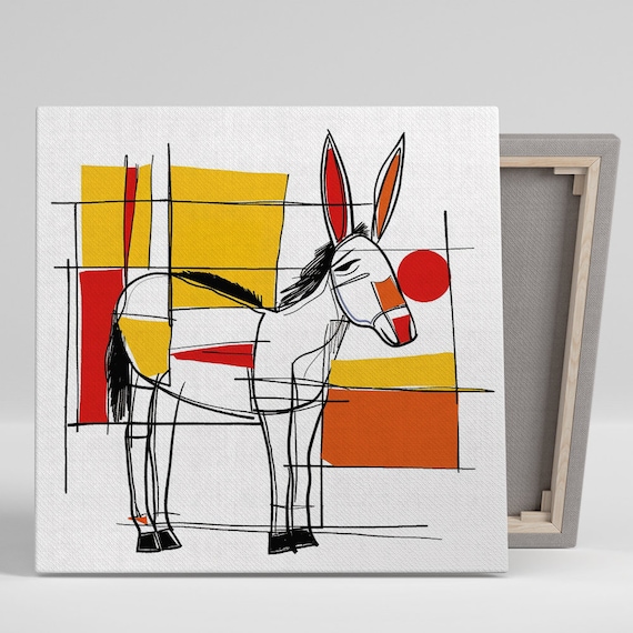 Geometric Donkey Abstract Print, Modern Decor
