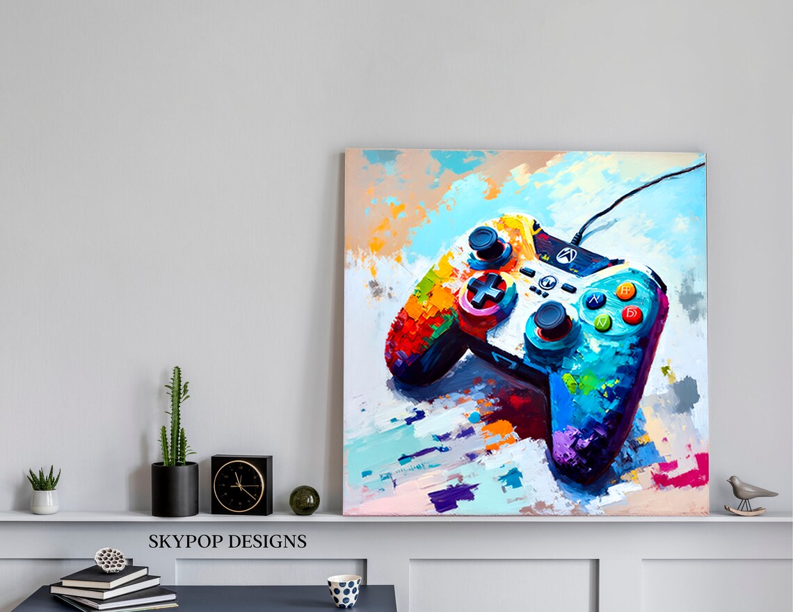Joy Stick Gamer Bedroom Wall Art Print, Teen Room - Image 3
