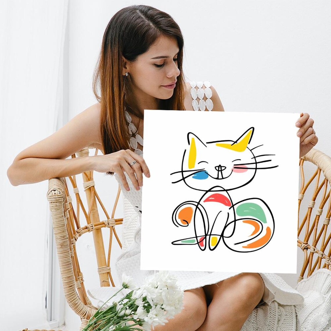 Colorful Cat Abstraction Art Print, Contemporary Decor - Image 3