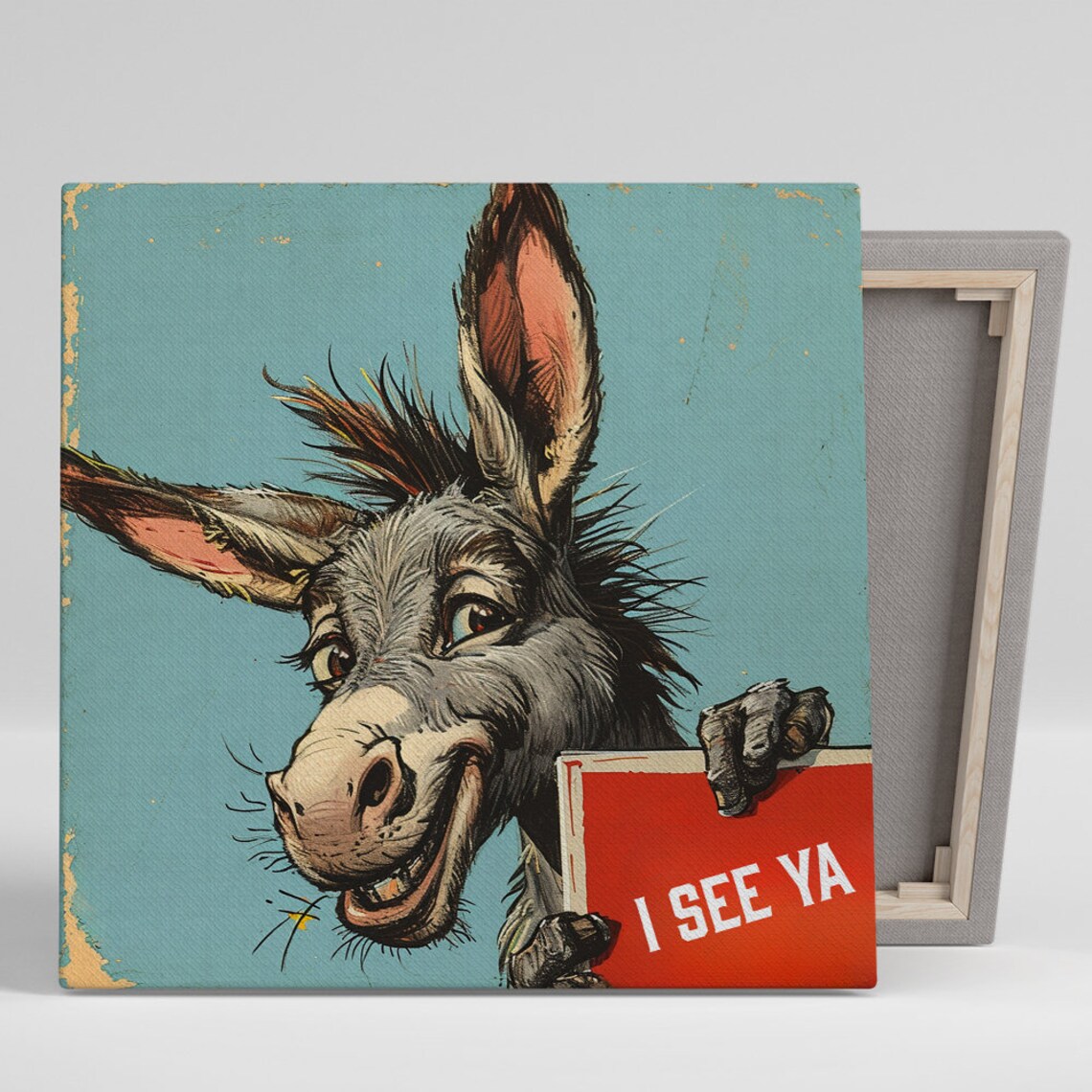 Cheeky Donkey Peek-a-Boo Farmhouse Wall Art Print