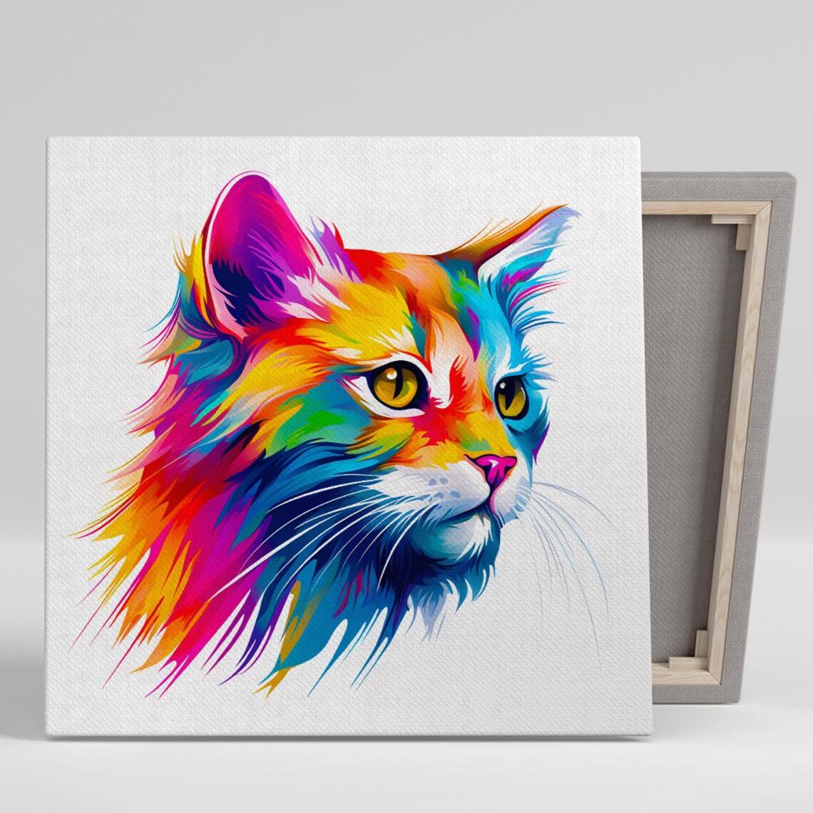 Pop Art Cat Fusion, Modern Living Room Art Print