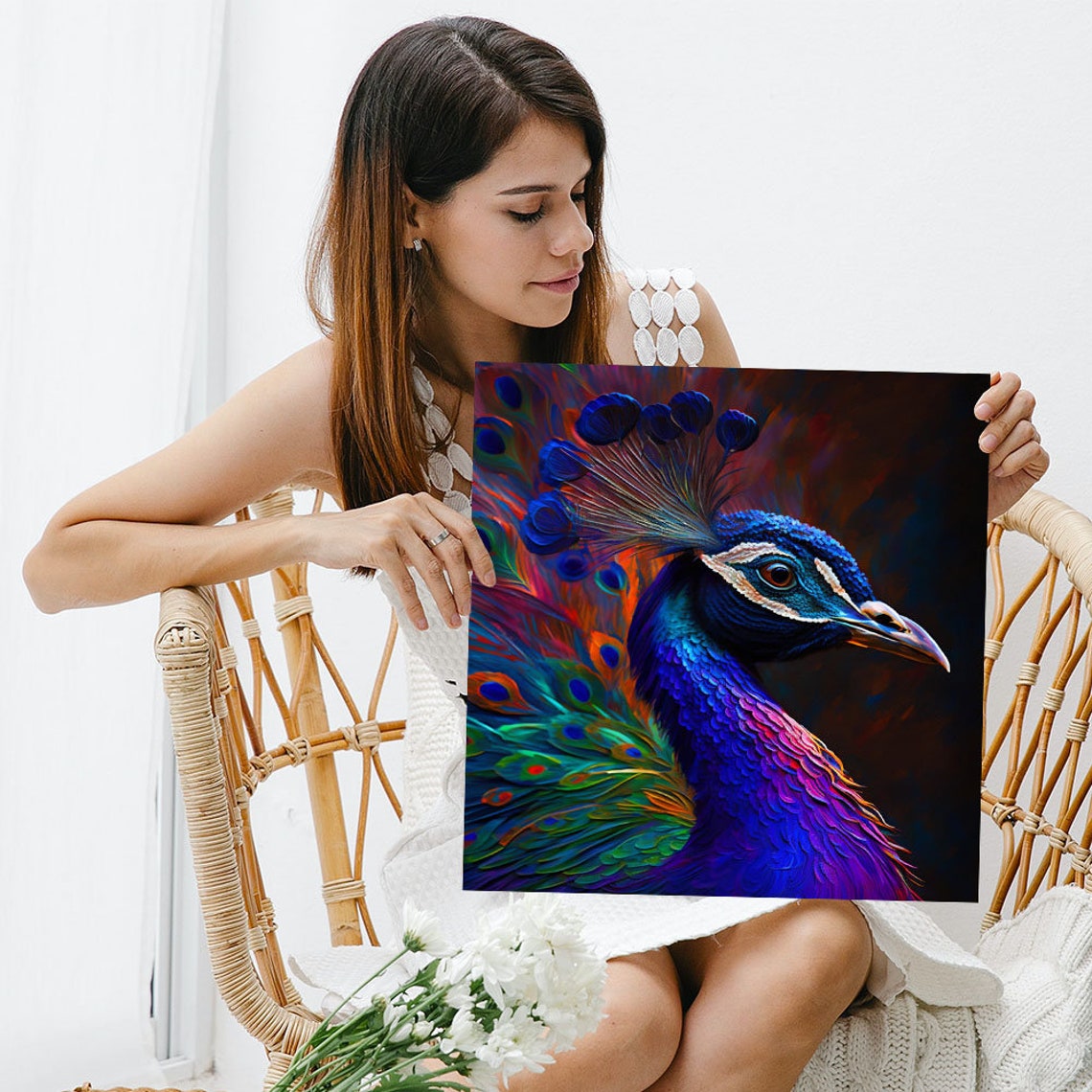 Royal Peacock Profile Blue Purple Plumage Dark Elegant Bird Poster - Image 5