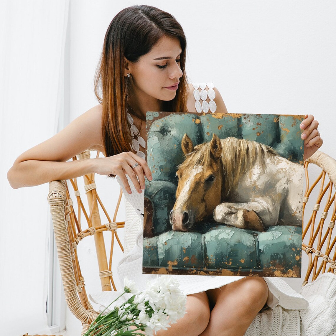 Horse Rustic Contemporary Art Print, Living Room Decor - Image 3