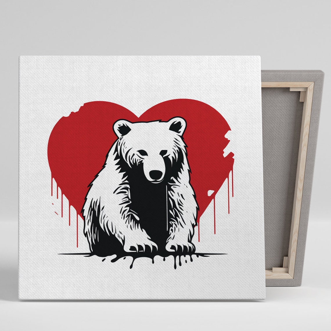 Bear With Red Bleeding Heart Street Pop Art Minimalist Poster