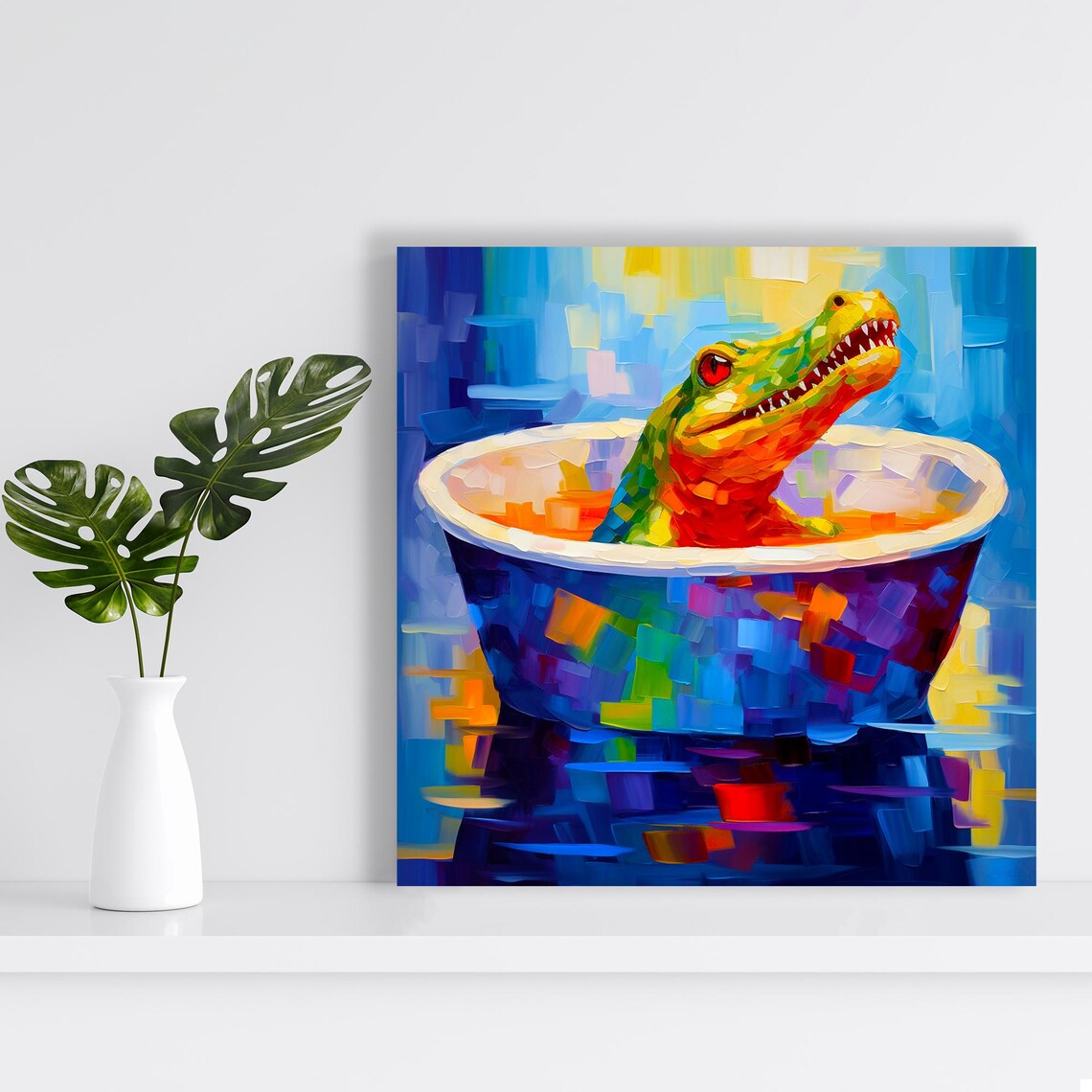 Croc In A Tub Wall Art Print, Eclectic Kids Decor - Image 2