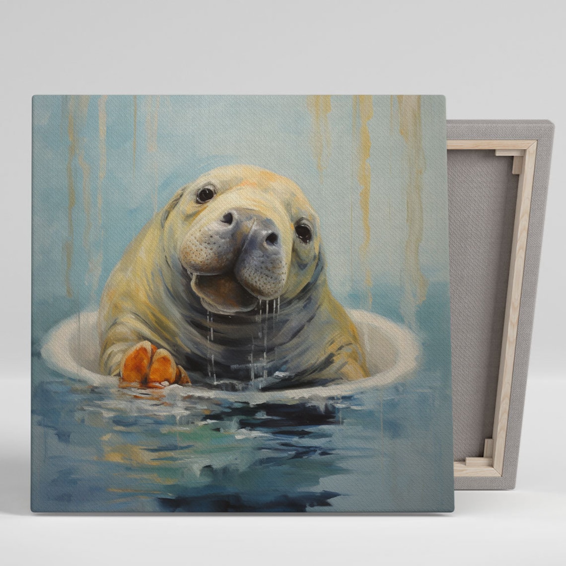 Manatee In Bathtub Modern Nursery Wall Art