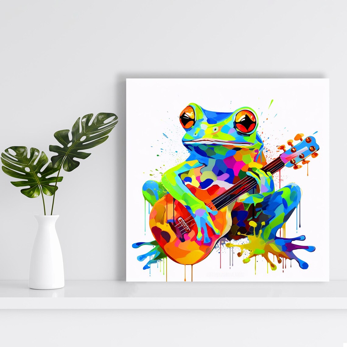 Psychedelic Frog Guitarist, Whimsical Pop Art Poster - Image 2