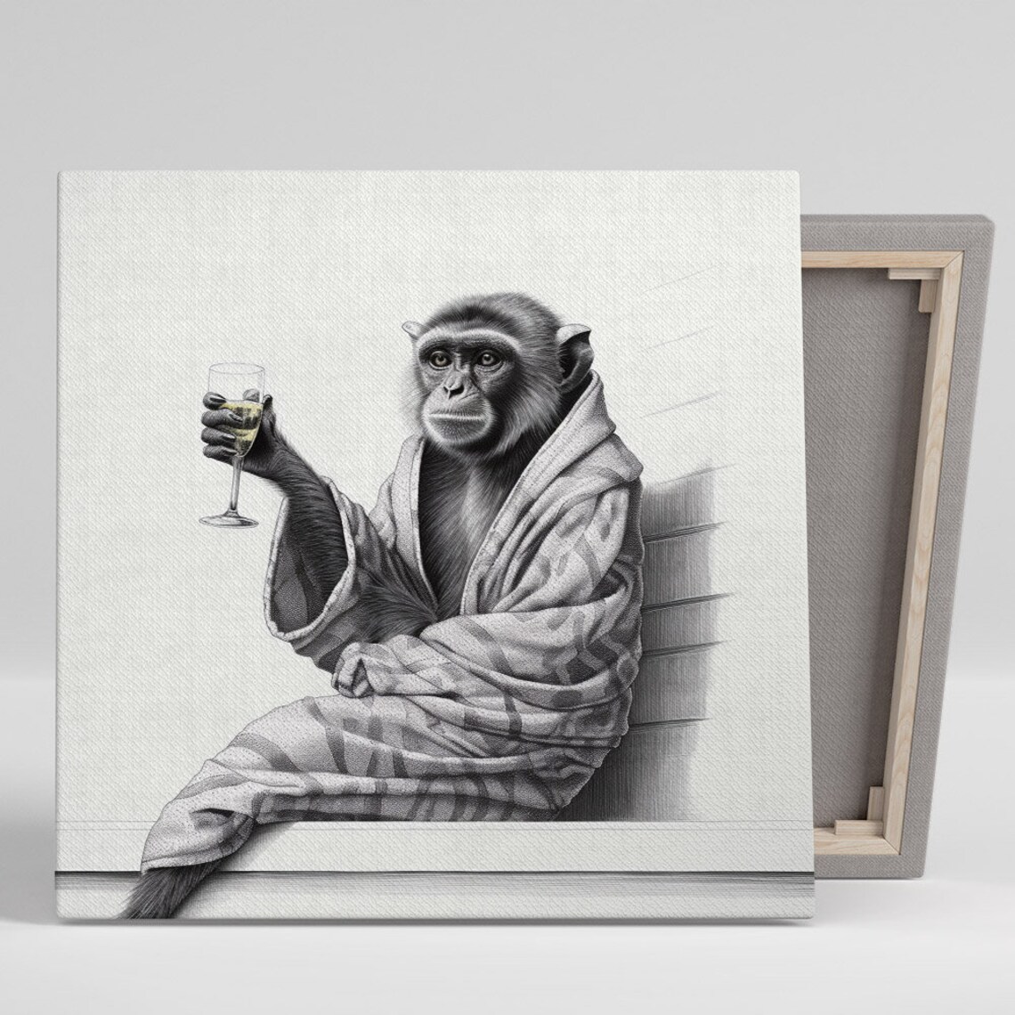 Monkey In Bathrobe Bathroom Wall Decor Art Print