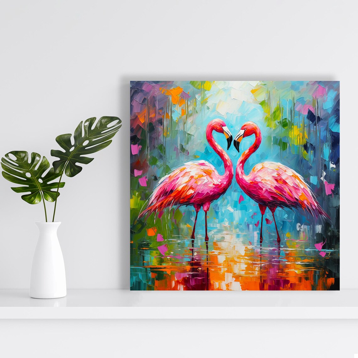 Flamingo Love, Contemporary Bohemian Art Print - Image 2