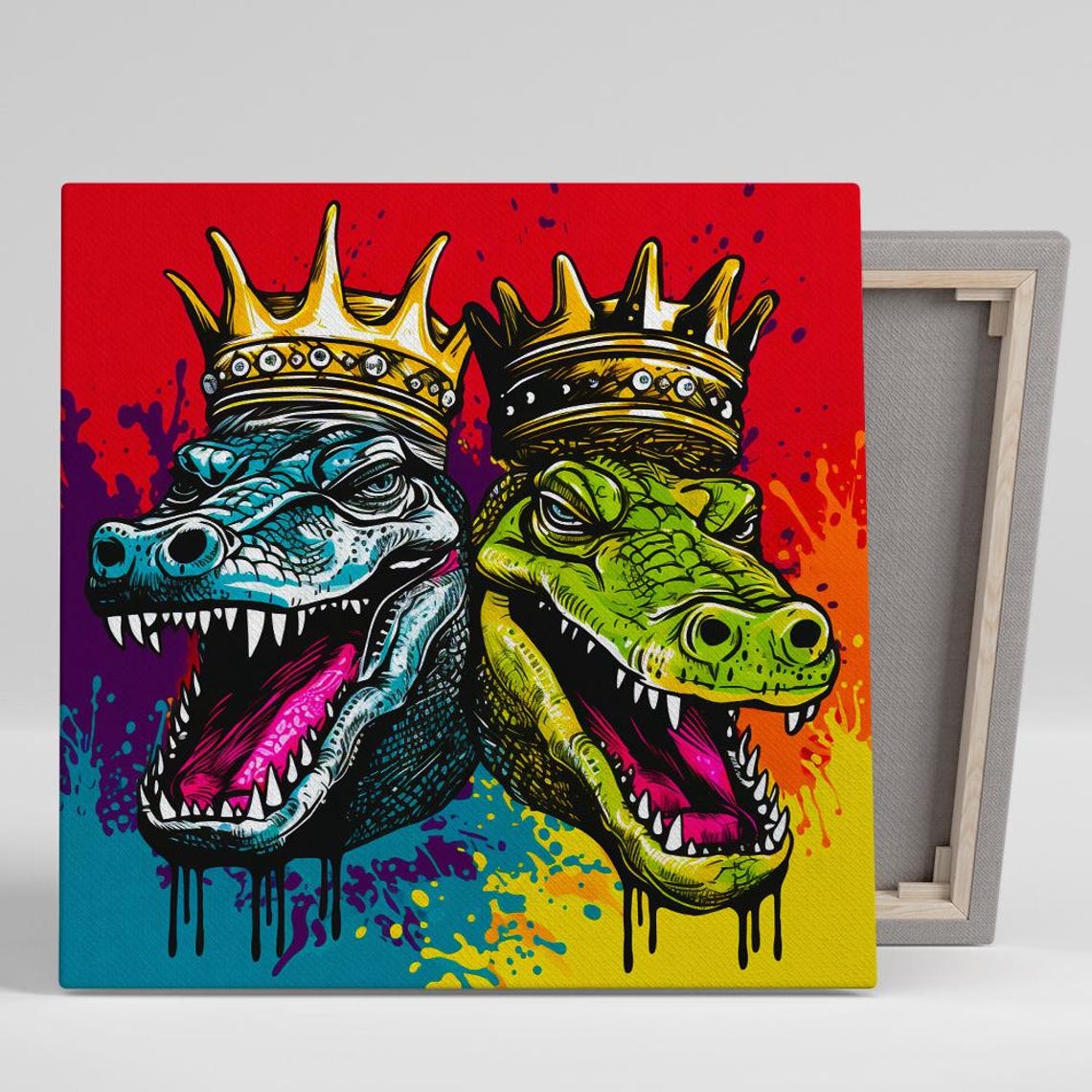 Crowned Crocodile Kings Graffiti Pop Art Bold Red Street Style Poster