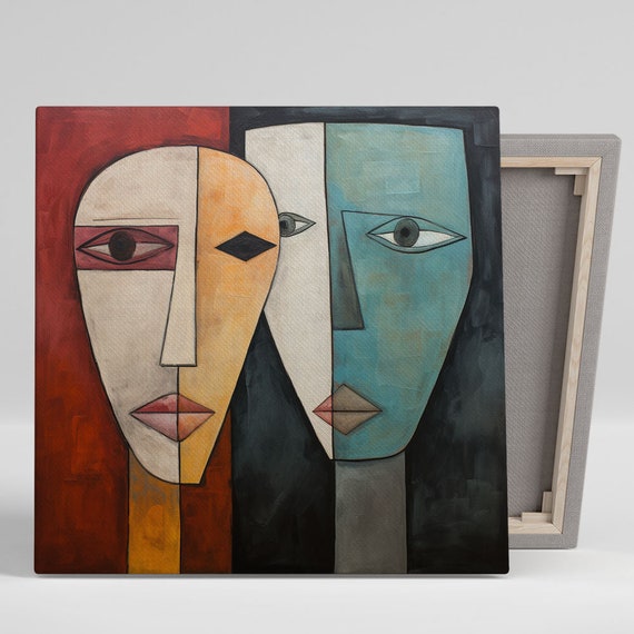 Abstract Two Face Wall Art Or Poster Modern Wall Decor Contemporary Design Unique Wall Art Whimsical Wall Art Living Room Decor