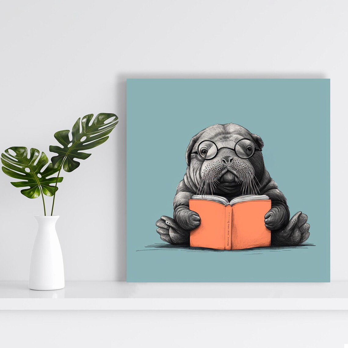 Studious Seal Minimalist Art Print, Whimsical Decor - Image 2