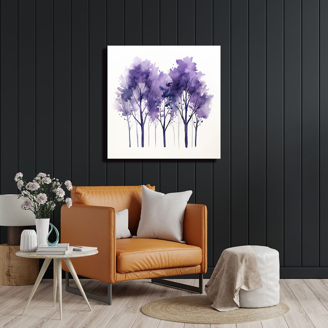 Purple Flower Botanical Art Print, Contemporary Floral Decor - Image 2