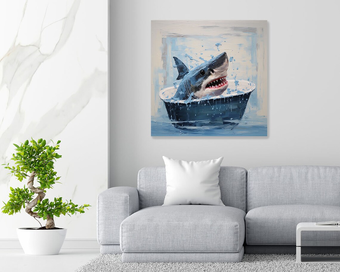 Shark In Bathtub Bathroom Wall Art Poster Print - Image 4