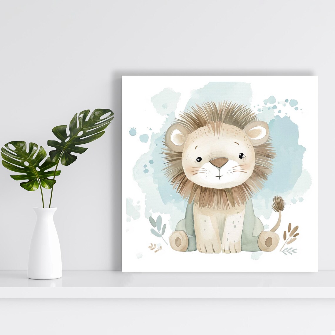 Cuddly Lion Cub Whimsical Animal Wall Art Print - Image 2