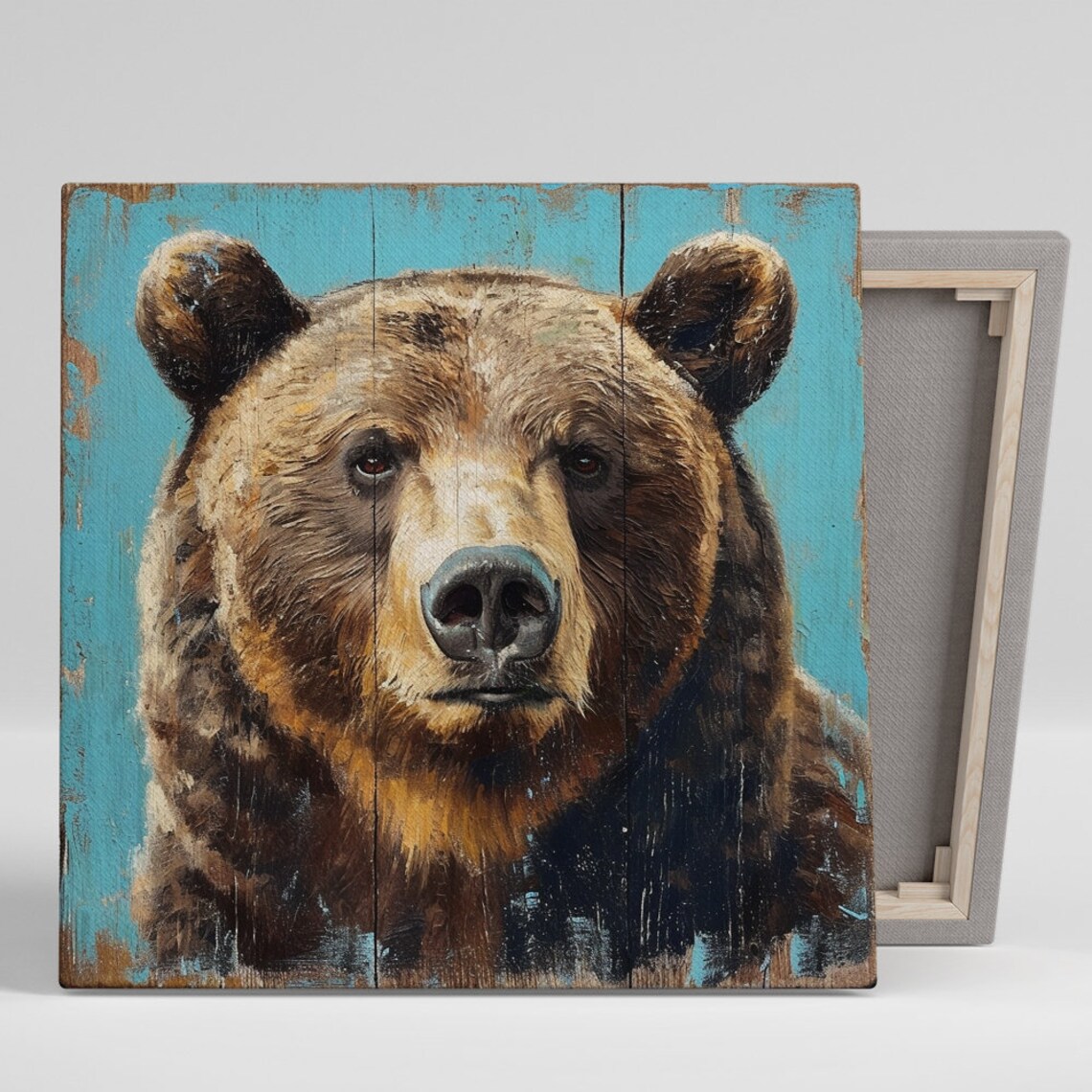 Rustic Bear Portrait Art Print, Farmhouse Decor