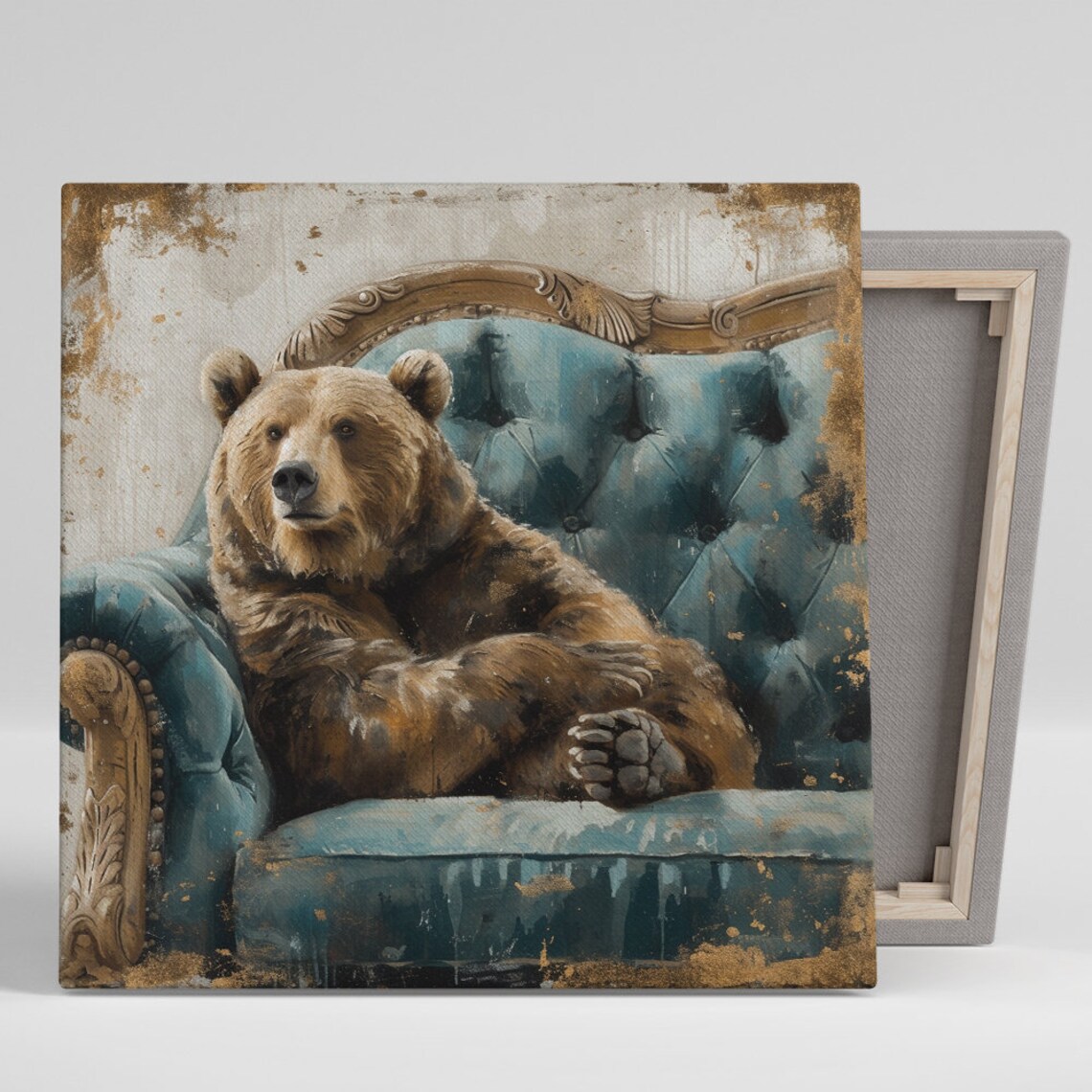 Regal Bear Relaxation Rustic Glam Living Room Art Print