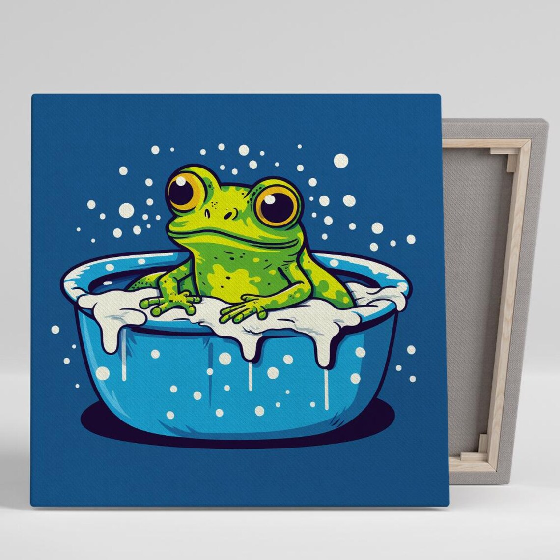 Frog Bubble Bath Whimsical Nursery Art Print for Kids