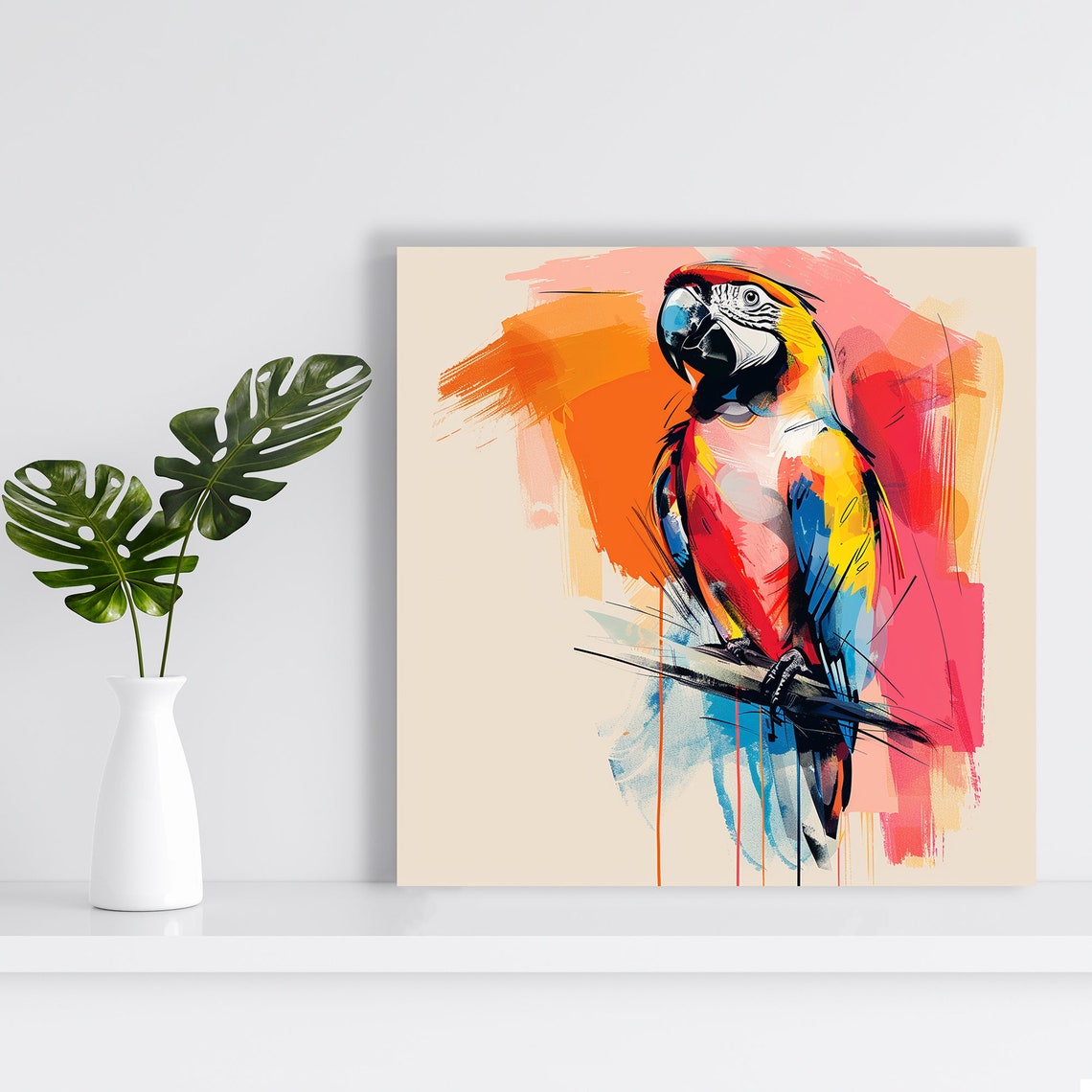 Vibrant Macaw Parrot Watercolor Tropical Bird Art Wall Poster - Image 2