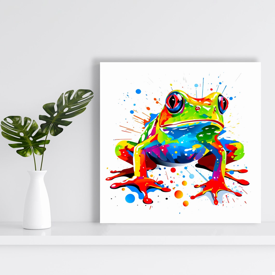 Rainbow Neon Frog Pop Art Splash Colorful Animal Wall Poster - Image 2