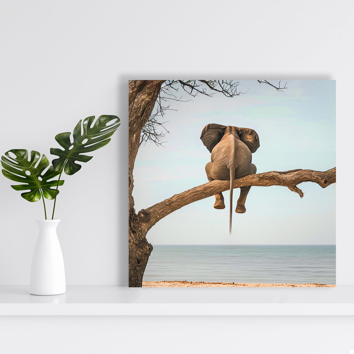 Elephant Balancing Act Art Print, Coastal Decor - Image 2