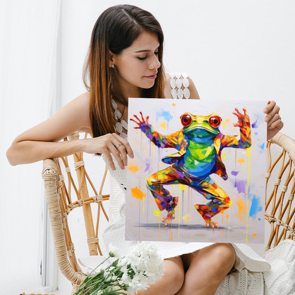 Frog Fusion Whimsical Contemporary Wall Art Print - Image 3