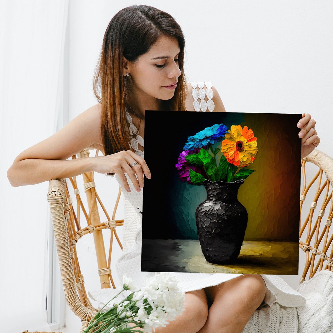 Colorful Flower In Vase, Modern Wall Art Print - Image 5