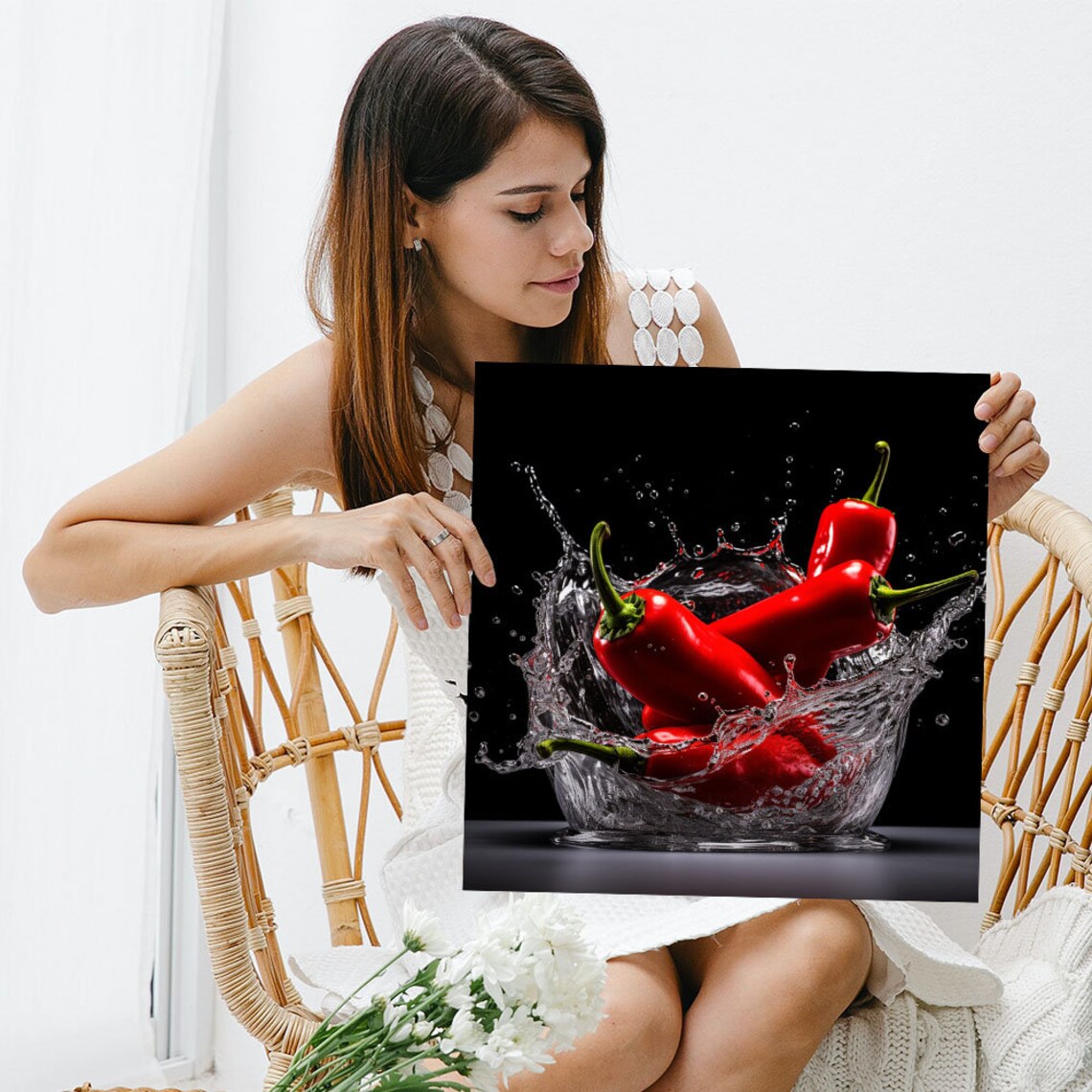 Red Chili Kitchen Still Life Art Print, Whimsical - Image 3