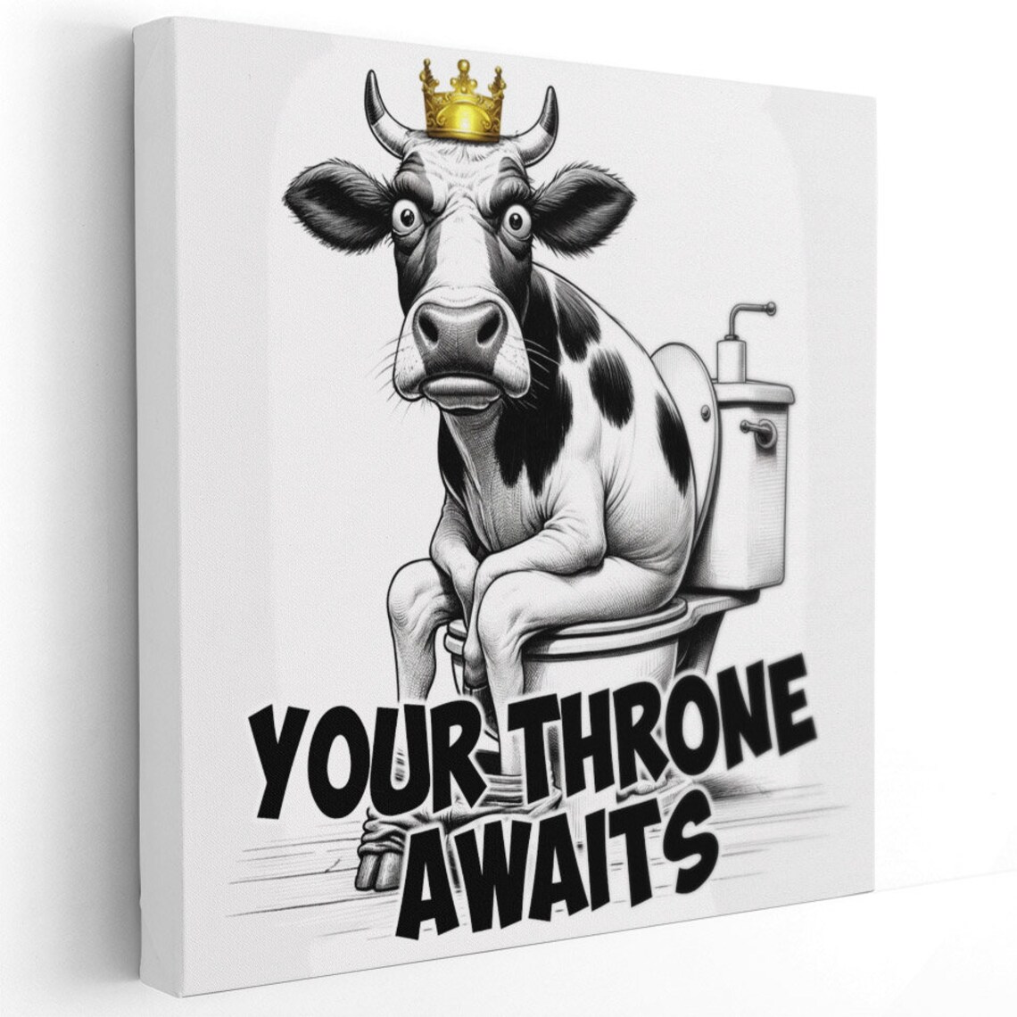 Cow Bathroom Wall Art Print, Your Throne Awaits - Image 2