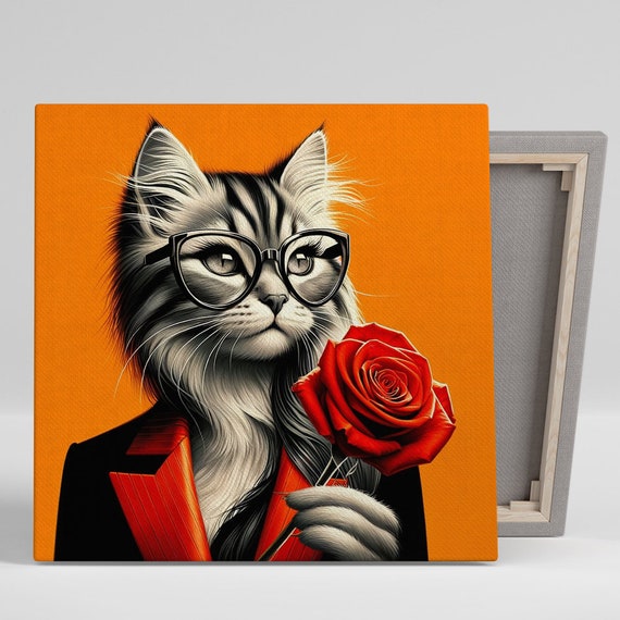 Pop Art Cat Poster Print, Modern Minimalist Decor