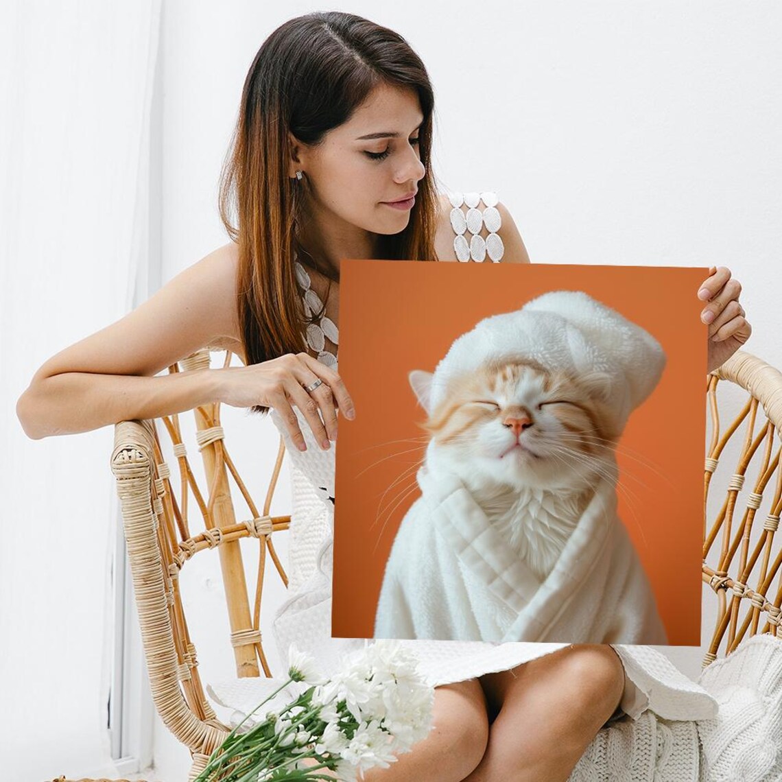 Zen Cat Spa Bliss, Whimsical Minimalist Art Print - Image 3