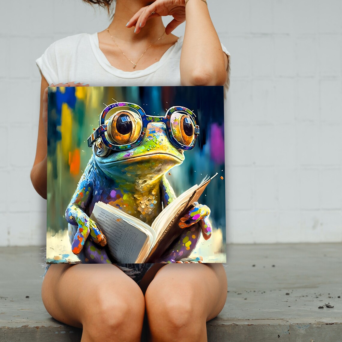 Rainbow Frog With Glasses Custom Nursery Wall Art Print - Image 3