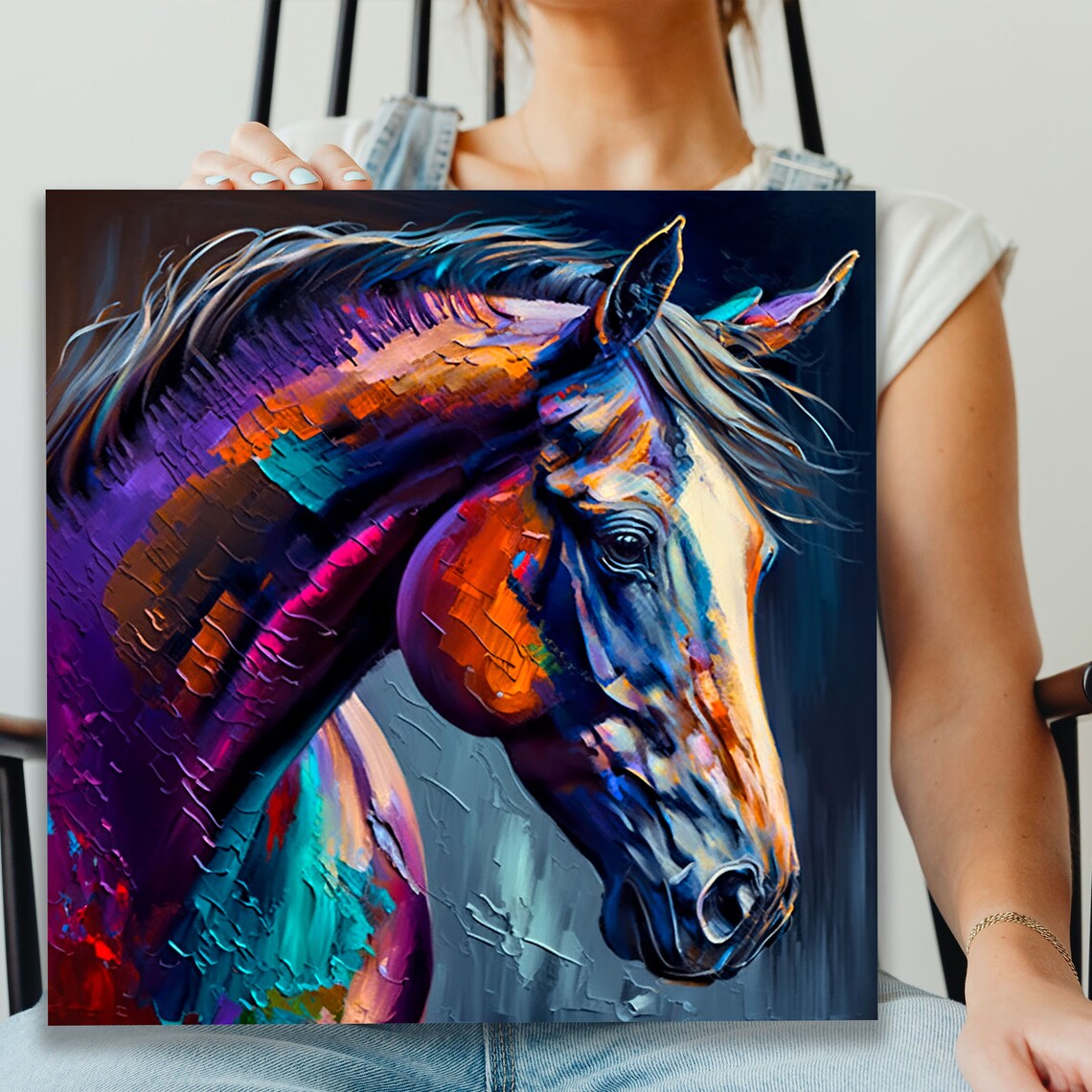 White Horse Wall Art Print, Living Room Bedroom Decor - Image 2