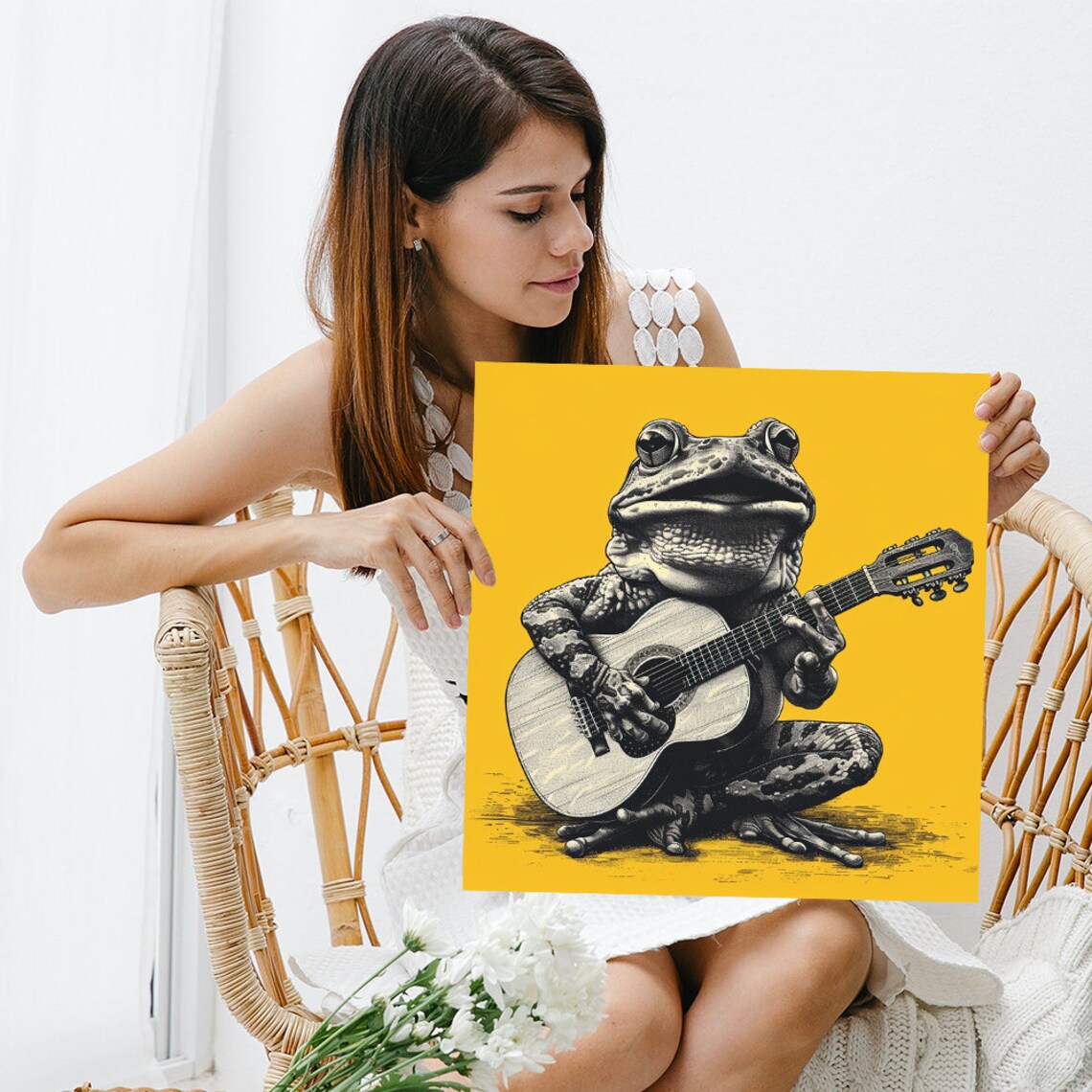 Frog Melodic Serenade Art Print, Bohemian Style - Image 3