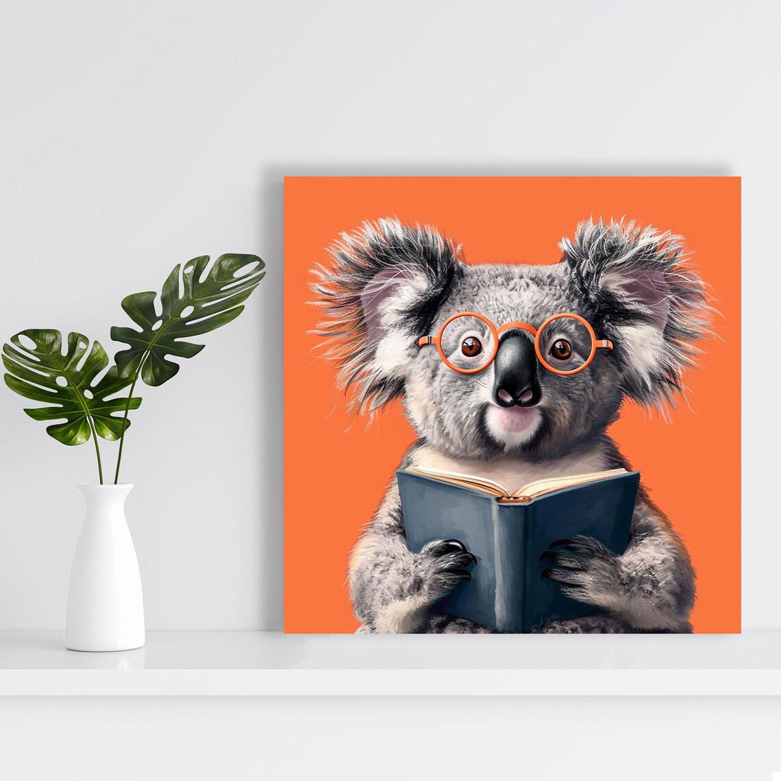 Koala Bookworm, Whimsical Contemporary Art Print - Image 2