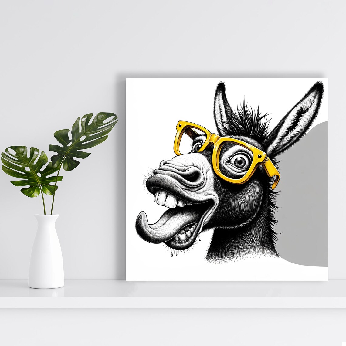 Funny Donkey Bathroom Art Print, Animal Wall Decor - Image 2