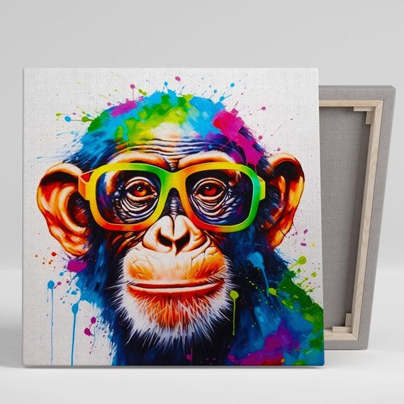 Chimpanzee Pop Art Print, Eclectic Kids Room Decor