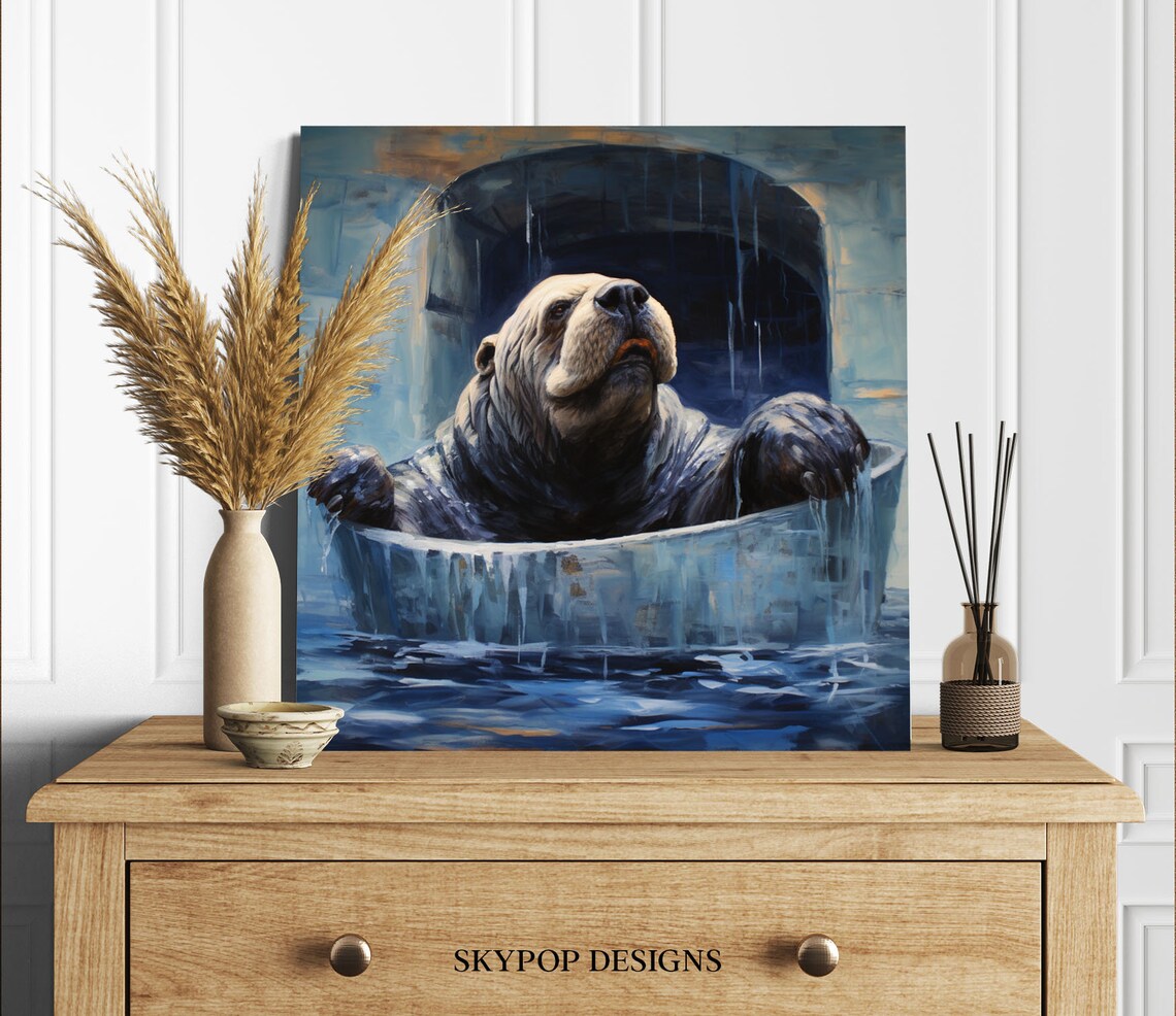 Walrus in Bathtub, Modern Bathroom Wall Art Print - Image 2