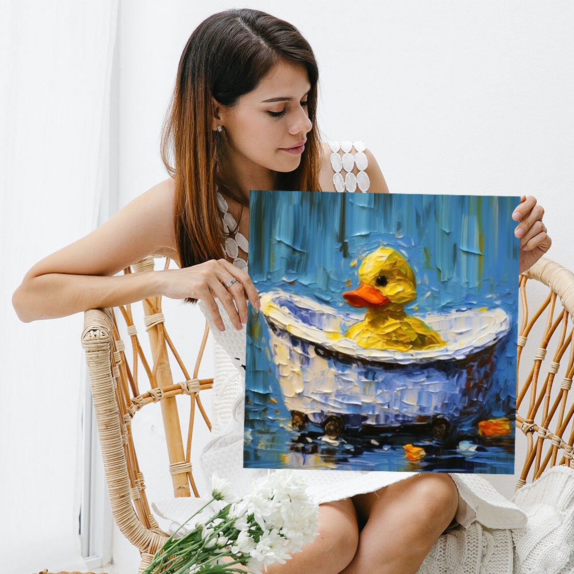 Duck In Bathtub, Bathroom Kids Animal Art Print - Image 3