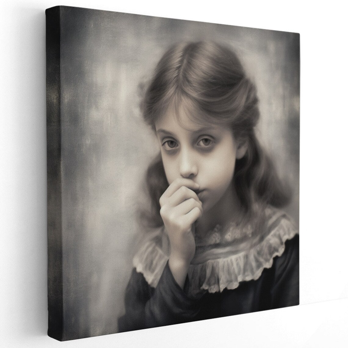 Vintage Sepia Girl Hand Over Mouth Funny Bathroom Humor Art Poster - Image 2