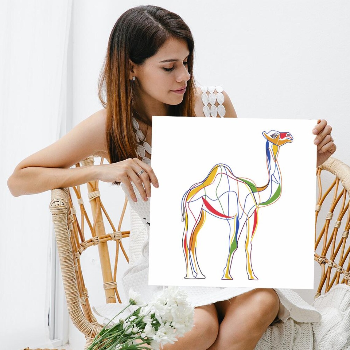 Camel Abstract Modern Art Print, Colorful Contours - Image 3