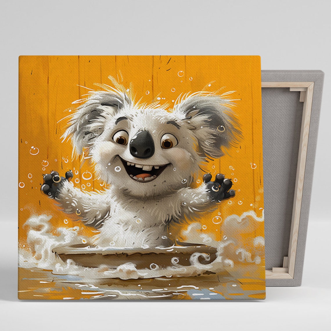 Bubbly Koala Bear Bath Time Bubble Splash Whimsical Nursery Poster