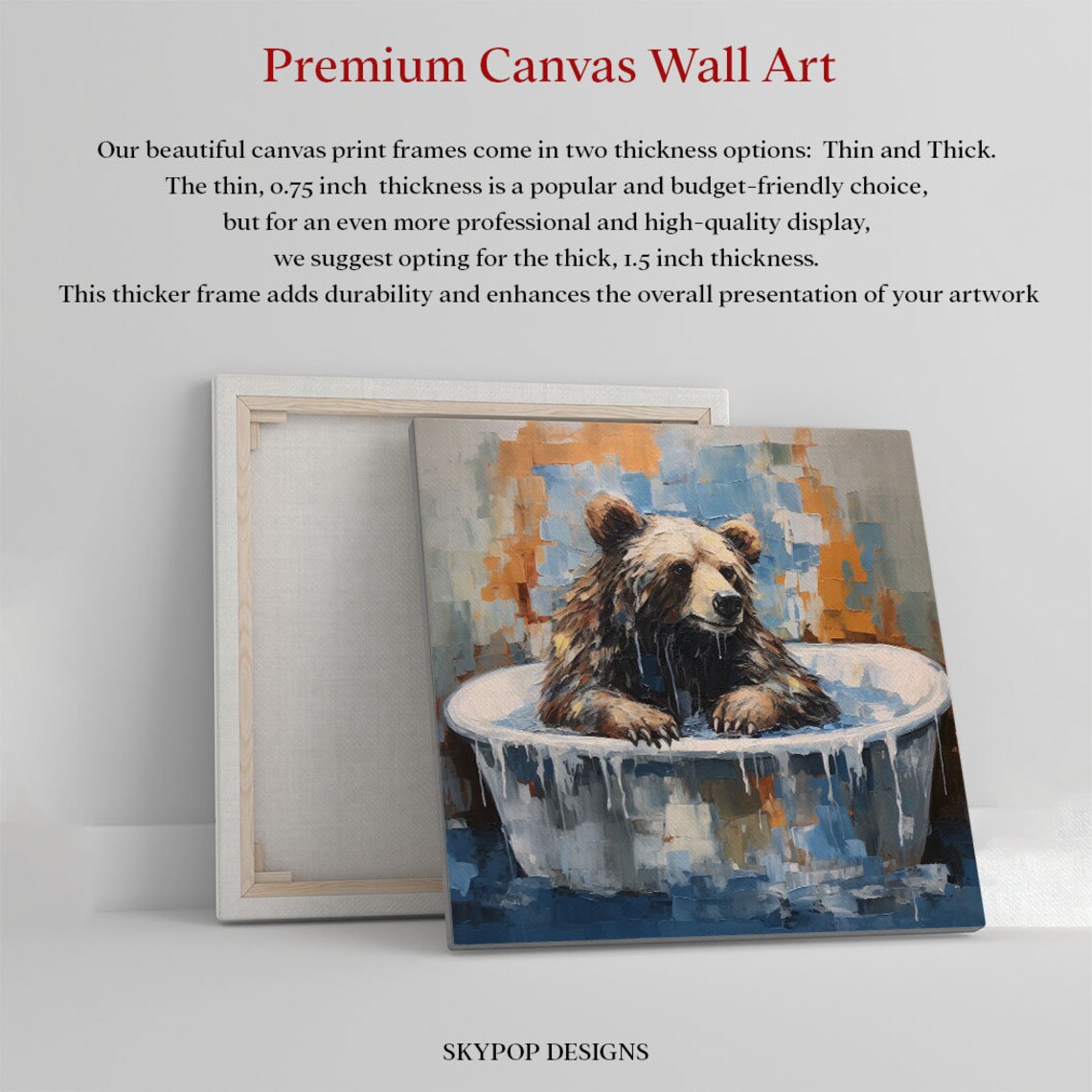 Grizzly Bear In Bathtub Bathroom Wall Art Print - Image 3