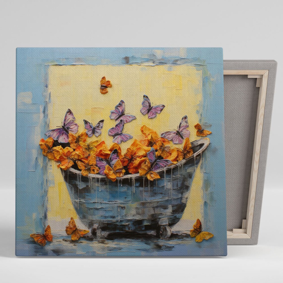 Butterflies In Bathtub, Modern Bathroom Art Print